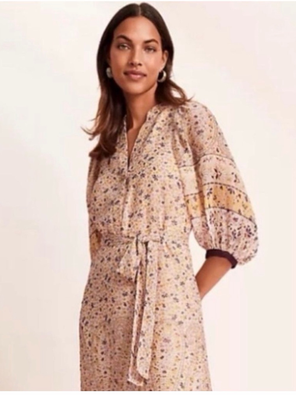 Lightweight Floral Boho Dress - Yellow/Purple/Light Pink